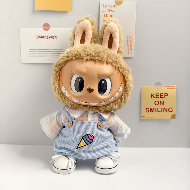 Ropa de muñeca de peluche de vinilo Labubu de 38cm para ropa de muñeca La Bu Time to Chill