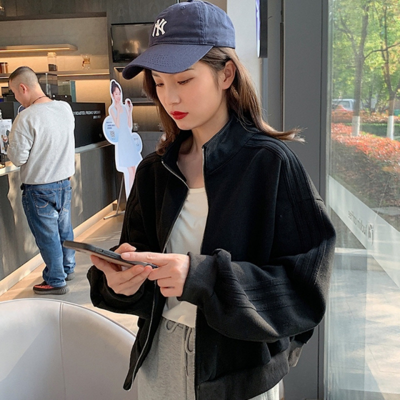 棒球服外套女春秋休闲卫衣2025年新款百搭夹克立领小个子短款外套|undefined