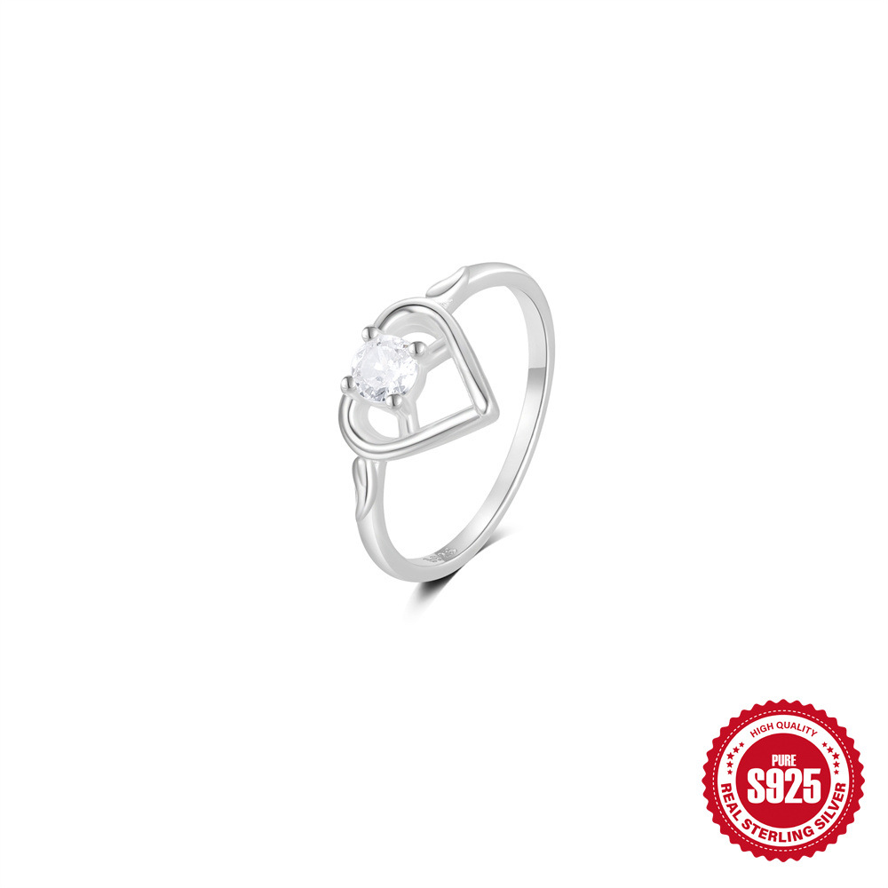 Japón y Corea del Sur s925 plata esterlina viento frío cruz pequeña fila anillo de diamantes mujer uso diario anillo de cola de dedo índice con incrustaciones de circón