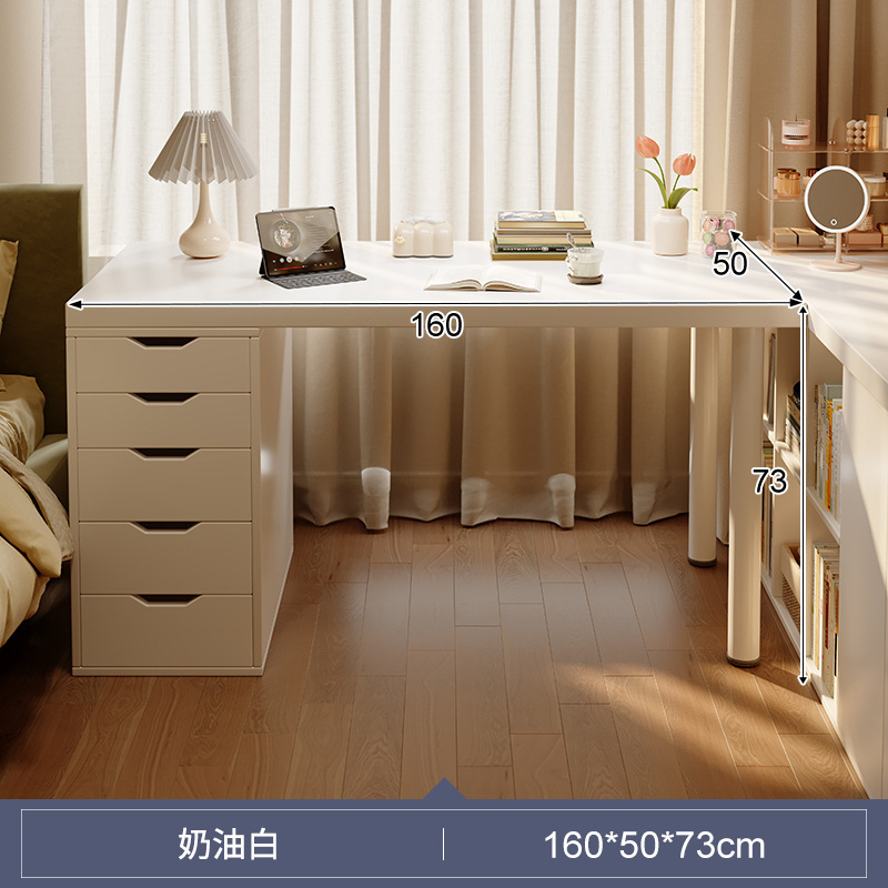 Escritorio de dormitorio de estilo crema, tocador, escritorio de hogar integrado, escritorio de computadora, escritorio de estudio de oficina para niñas, banco de trabajo
