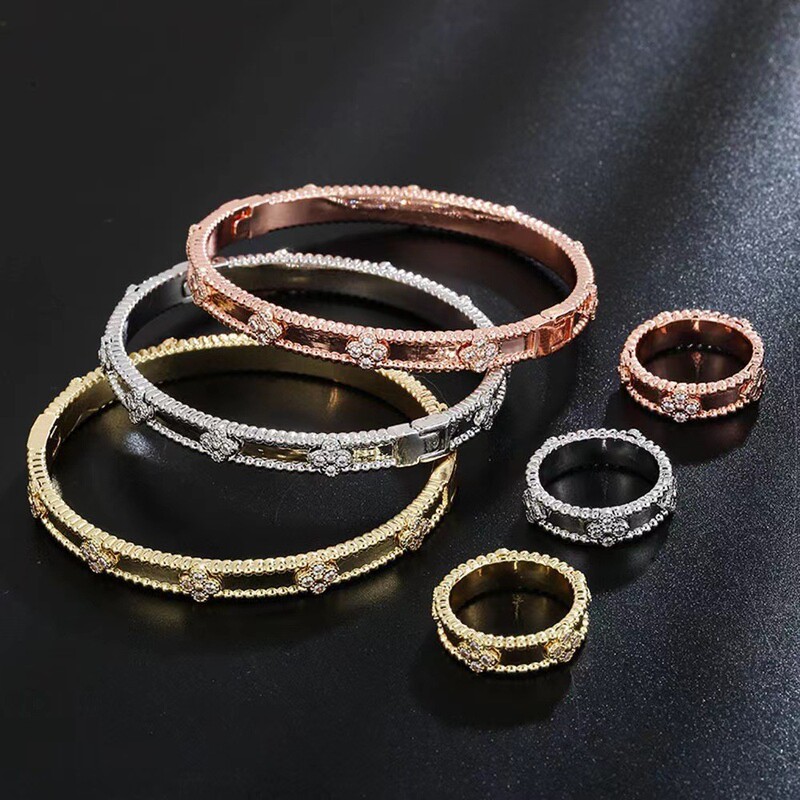 Van Gogh Version V Gold Kaleidoscope Bracelet 18K Rose Gold Wide and Narrow Band Bracelet Starry Sky Design Factory Live Supply