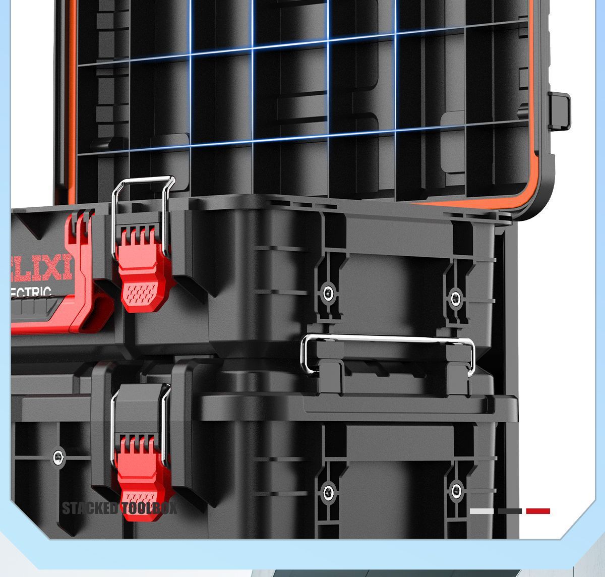 Delixi Pull-Rod Tool Box Combination Stackable Large Tool Box for Woodworking, Industrial Use, Large Capacity