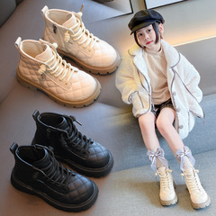 2023 autumn and winter new girls' small fragrant style short boots British style children's simple princess boots foreign style boots