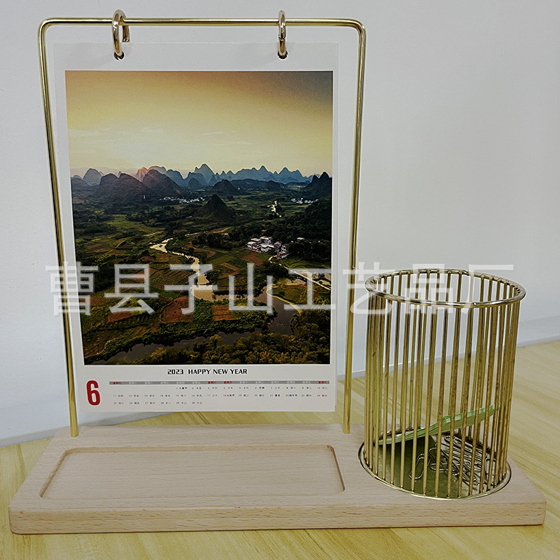 Marco de calendario de escritorio de madera 2025, nuevo calendario corporativo, base de calendario perpetuo, decoración de escritorio creativa, marco de calendario multifuncional