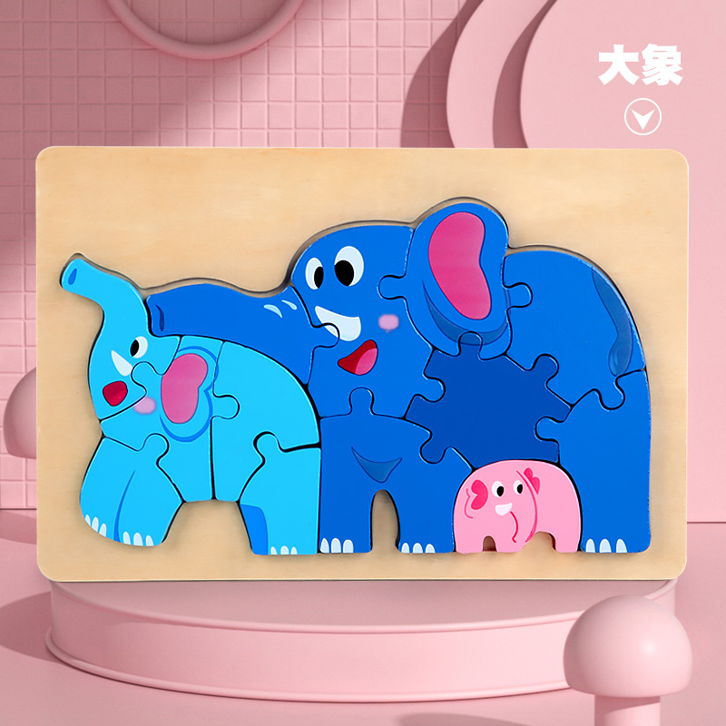 Nuevos ocho rompecabezas de animales de dibujos animados de madera para niños
