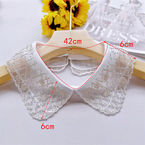 New organza embroidered beaded collar, flower fake collar, buttoned women's all-match lace collar, factory direct sales, exclusive supply supplier