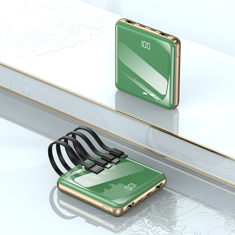 卸売超薄型ミニコンパクトポータブル内蔵ケーブル 10000 mAh 高速充電パワーバンク大容量モバイル電源|undefined