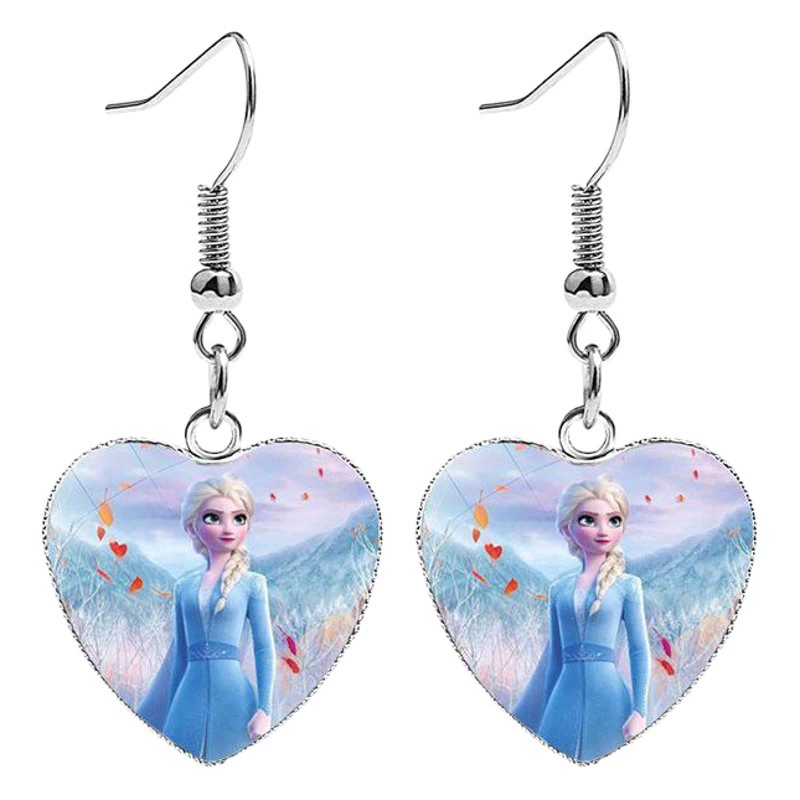 Frozen 2 серьги в форме сердца Детский мультфильм Aisha Elsa Анна принцесса девушка драгоценный камень серьги-клипсы