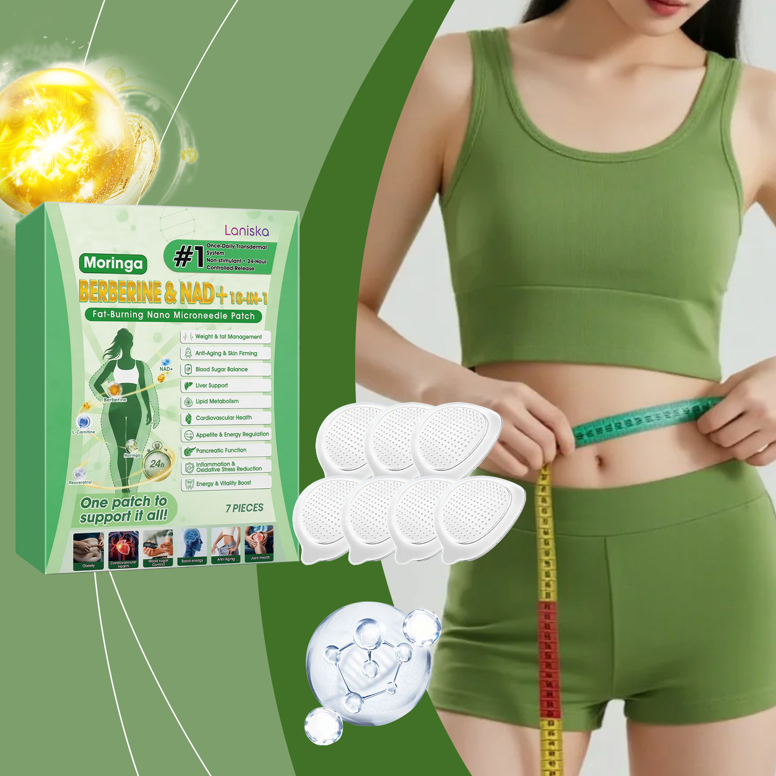 LANISKA 身体护理贴 草本成分柔润肌肤线条轻薄透气材质护理贴片