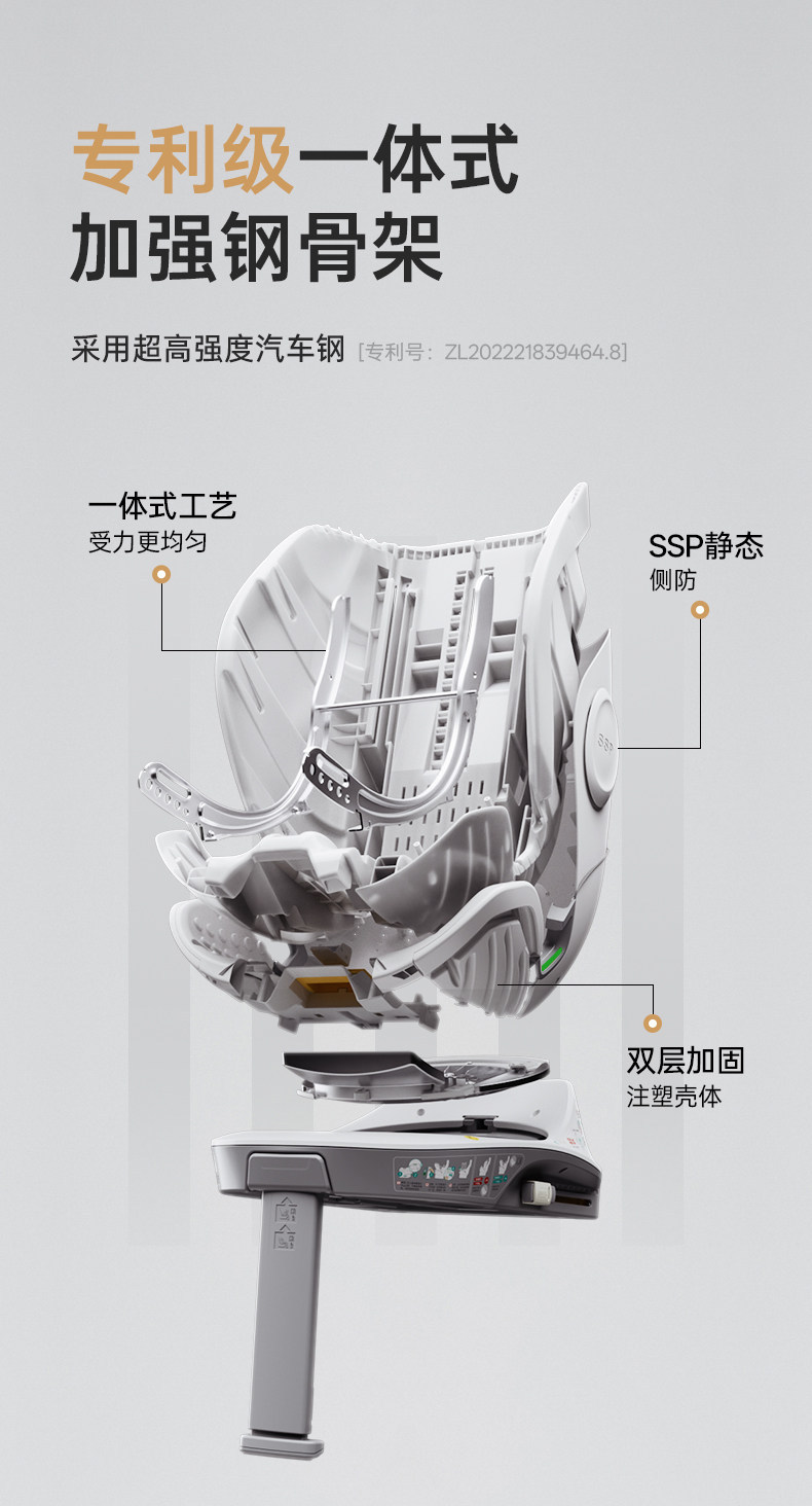 Kangaroo Dad Xingtu Pro Kids Safety Seat 0-12 Years Old 360-Degree Rotating Newborn Car Seat
