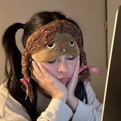 新款日系可爱复古卡通假发眼罩甜美少女心百搭新款睡眠午休高级感