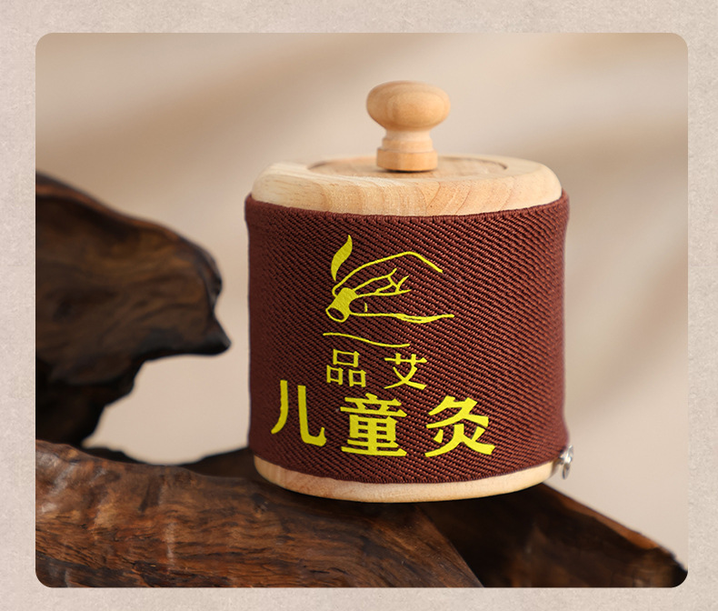 Children Hanging Moxa Tube Moxibustion Box with Filter for Home Use Stomach Care 60 Adhesive Patches in use