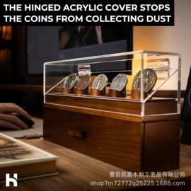 跨境木质纪念币收纳架游戏挑战币银币展示架冠军戒指收藏架勋章架