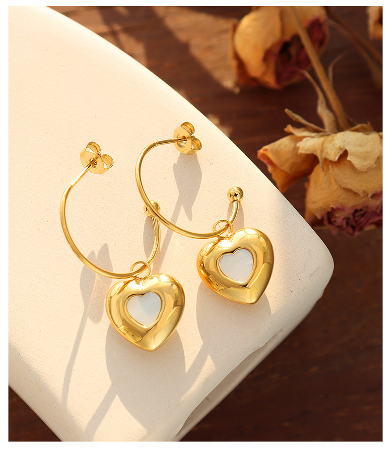 Womenu0027S Retro Heart Shape Titanium Steel Earrings Plating Zircon Stainless Steel Earrings