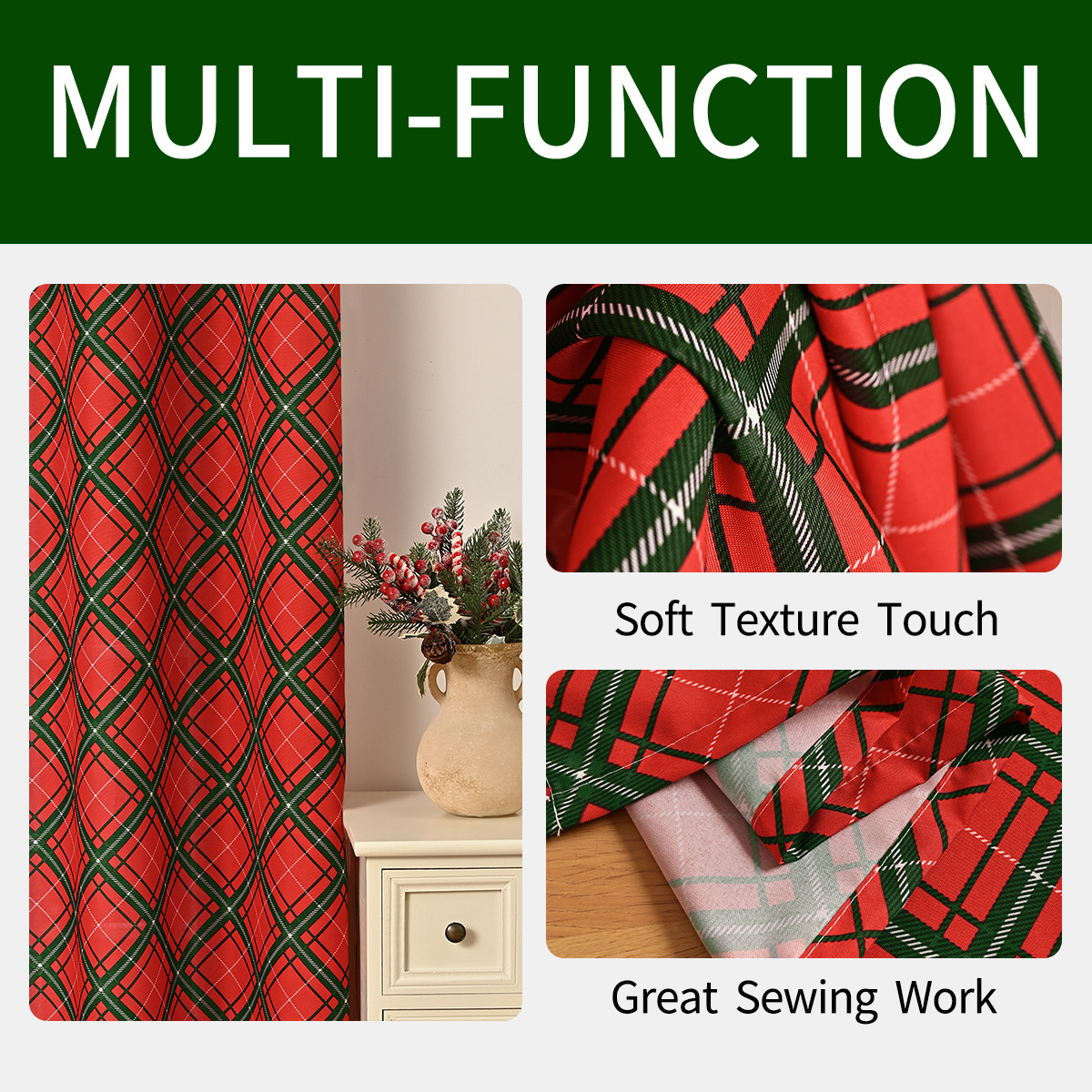 Nuevas cortinas de Navidad impresas transfronterizas cortinas cortinas cortinas de Navidad de decoración de TEMU