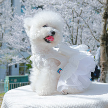宠物圈狗狗衣服批发春夏新品中小型犬洁白婚纱珍珠王妃婚纱礼服