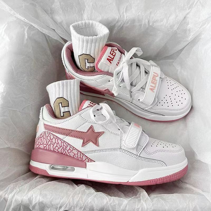 2025春秋新款学院风撞色气垫小白鞋原宿百搭高街情侣透气运动鞋潮