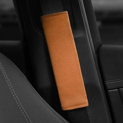 Pads, Suede Car Seat | Seat belt shoulder pad - 22cm-ideal-orange-punch-breathable-style-one-pack