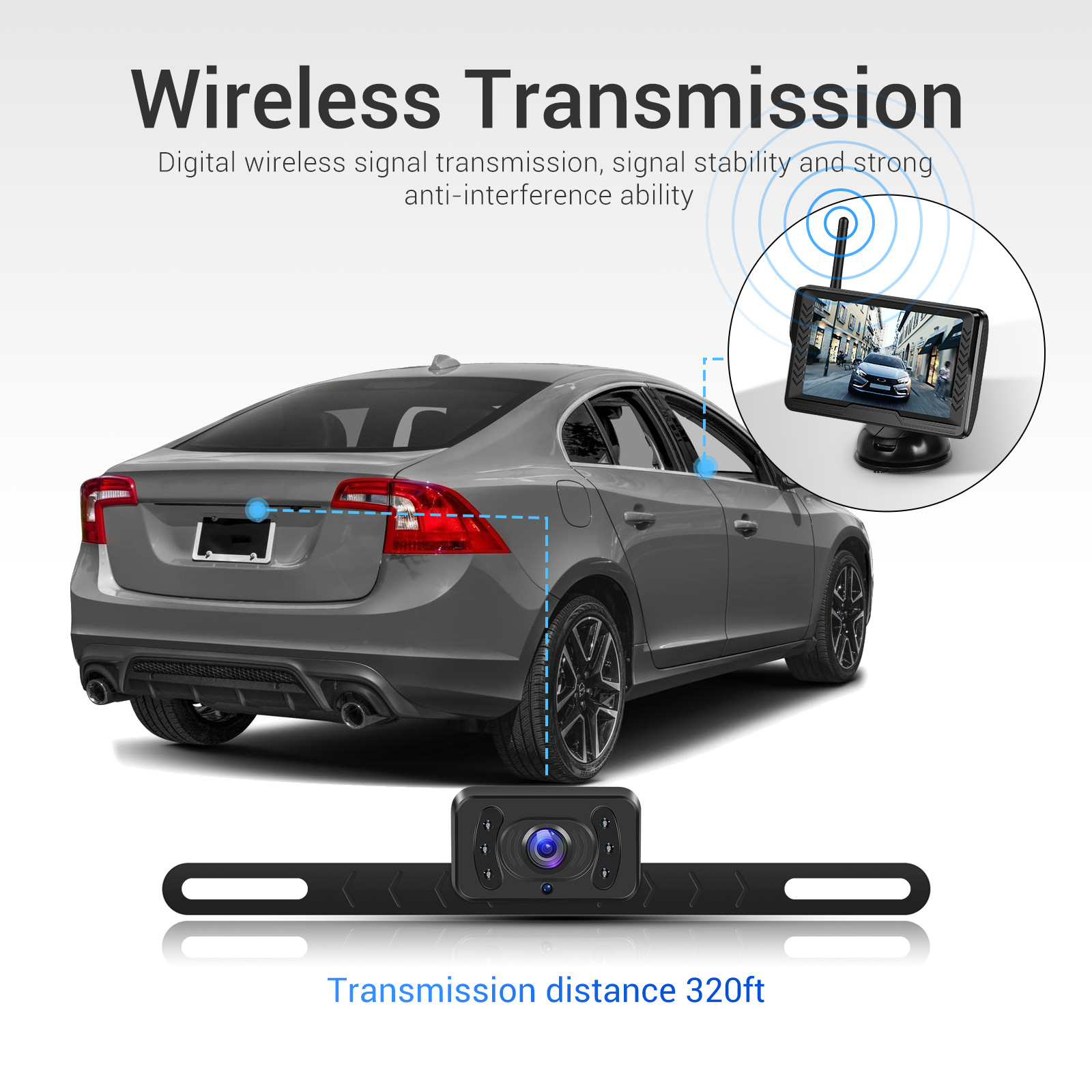 Cross-border 5inch HD AHD Car Monitor Digital Wireless Single-Channel Video Input Reverse Rearview Camera