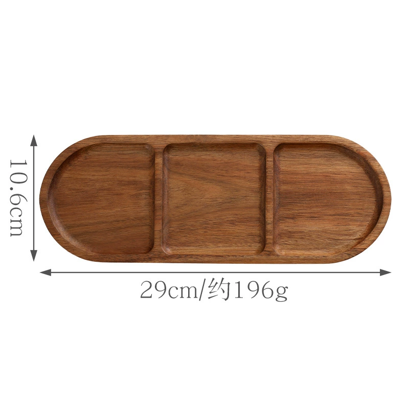 Acacia wooden serving tray set, assorted shapes (round, oval, rectangular), food‑safe finish