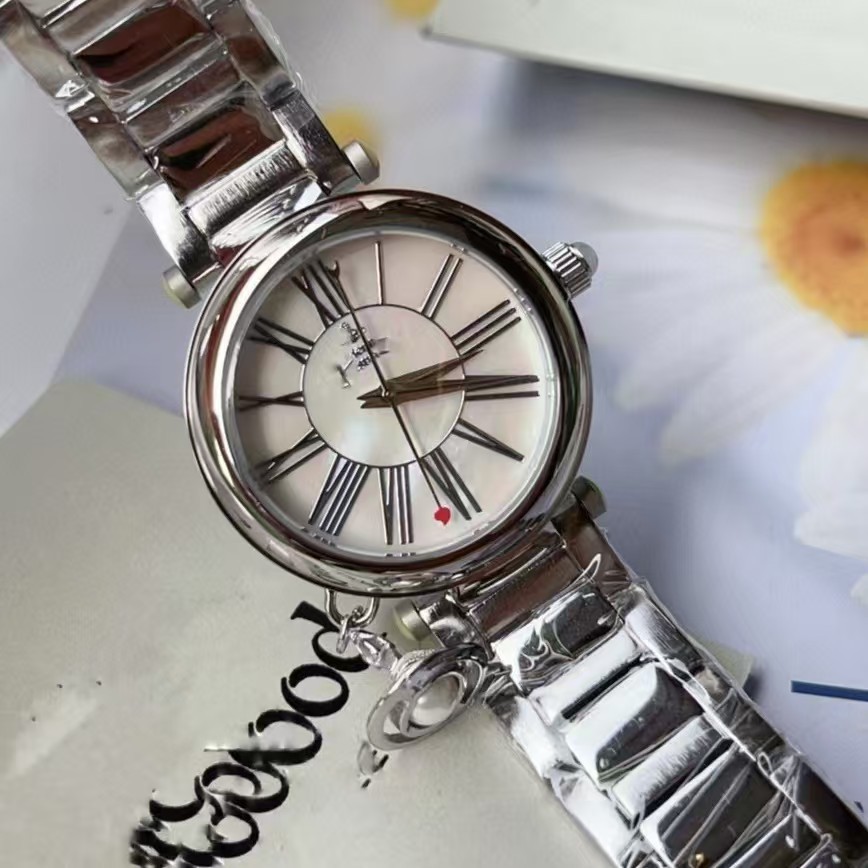 European and American Style Empress Watch, White Shell Steel Popular Model, Exquisite Steel, Elegant and Simple Ice Steel Band Couple Quartz Watch