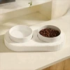 White Ceramics Double Bowl