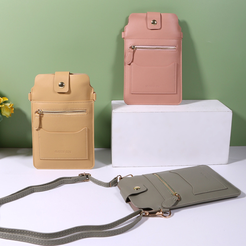 new pattern Korean Edition zipper Mobile phone bag Trend Simplicity student Diagonal Bag Solid Thin section Mobile phone bag wholesale