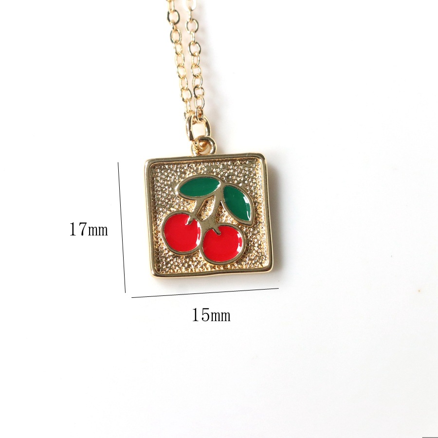 3g Weight Copper Pendant Material Pendant Necklace Classification Copper Chain Material cable chain Chain Type Wholesale Jewelry IG Style Cherry Copper Plating Pendant Necklace Cable Chain