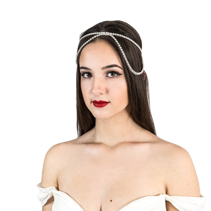Mode kopfschmuck luxus multi schicht quaste strass haar zubehör kreuz grenze einfache persönlichkeit stirnband weibliche Haar band_voghion.com