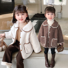 女童外套秋冬款2025新款时尚小女孩密边毛毛衣加厚外套中小童上衣