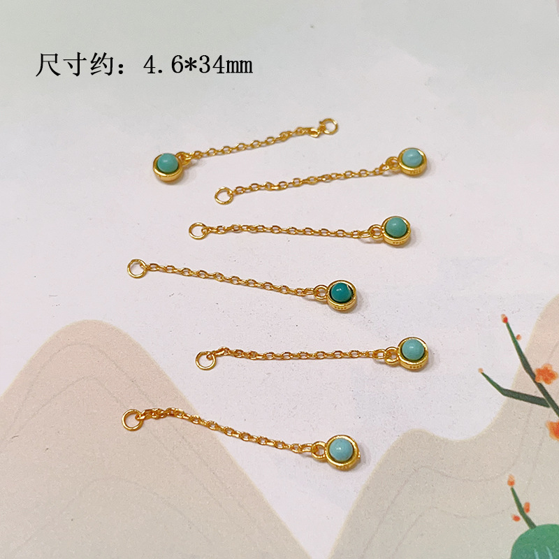 Natural Raw Ore Turquoise 925 Silver Plated with Ruyi Love Clover Round Bead Bracelet DIY Accessories