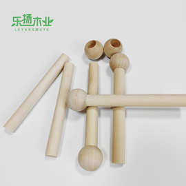 厂家批发实木荷木橡胶木火柴棍圆球小木棒洞洞板配件儿童玩具配件