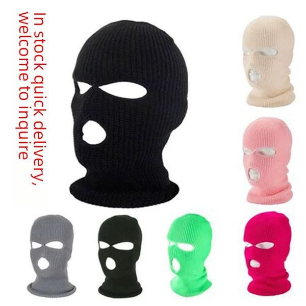 Winter Warm Headgear Headgear Three-hole Wool Hat Windproof Cold-proof Thickened Full-face Face Cover Hat Amazon
