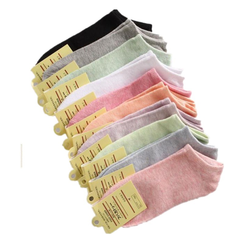 Algodón de color adulto Calcetines de barco de mujer calcetines de mujer de caramelo calcetines de algodón de mujer casual de color sólido calcetines de corte bajo entrega de una pieza