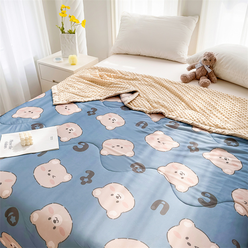 Edredón fresco de verano de frijoles de seda helada Edredón de aire acondicionado Edredón de verano para niños de verano Edredón fino lavable a máquina