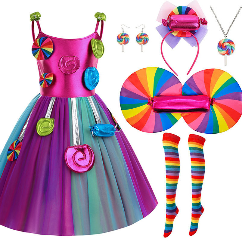 Halloween Popular Candy Dress New Candy Princess Dress Candy Headdress Lollipop New Princess Dress