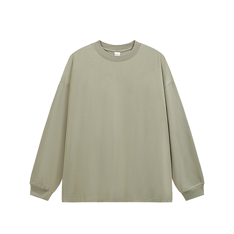 JIEZHAN | 305Gfog カラー長袖 Tシャツ 25 秋アメリカンソリッドカラーコットンルーズカップルボトリングシャツ