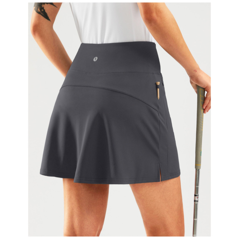 Cross-Border New Summer Women's Outdoor Golf Skirt Zipper Pocket Anti-Exposure High Waist Tennis Sports Skirt