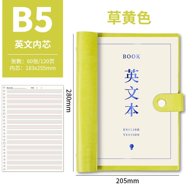 B5 loose-leaf English book-Caohuang