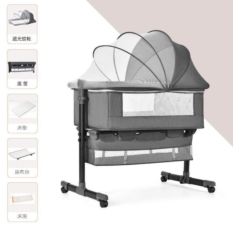 Cama multifuncional para recién nacidos, cama grande, cama para bebés, cuna plegable, elevación móvil y portátil image 29
