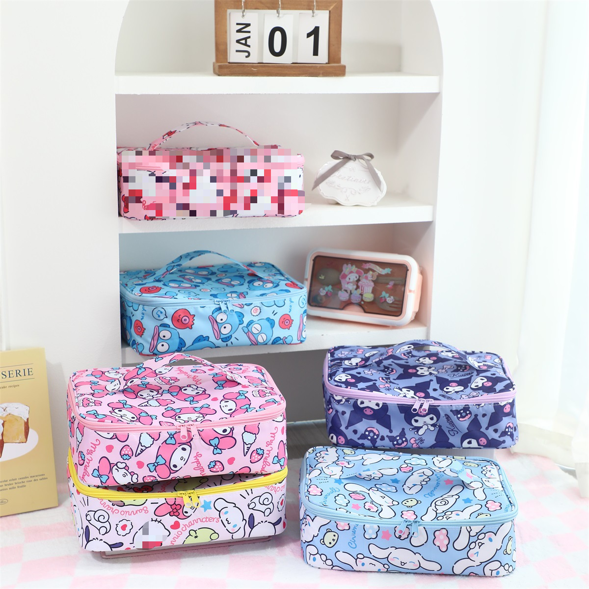 Zippered Flip-Top Portable Lunch Box Bag Lunch Bag Lunch Box Storage Bag Kidsren's Portable Picnic Bag with Lunch Bag