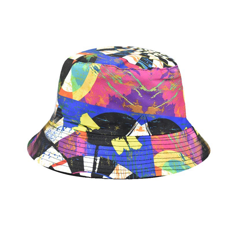 Transfronterizo europeo y americano hip hop personalidad colorido sombrero de pescador teñido con lazo hombres y mujeres colorido transfronterizo moda Primavera y otoño a prueba de polvo sombrero para el sol
