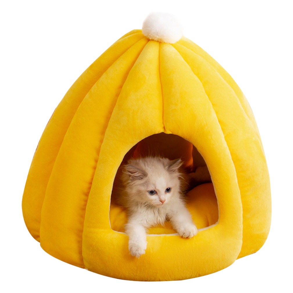 Nido de gato transfronterizo al por mayor de invierno cálido cerrado nido de gato extraíble y lavable Nido de gato de calabaza de alta elástico PP algodón gato suministros