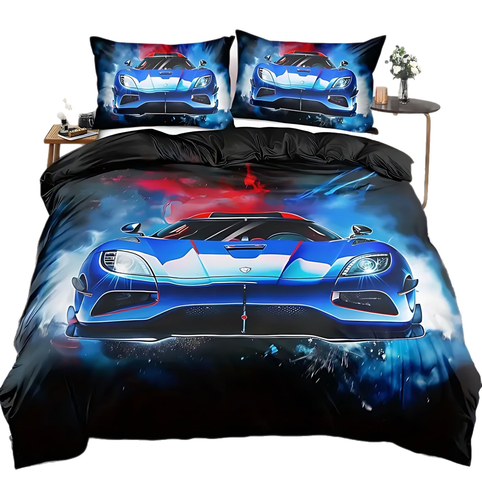 TEMU / JIT Amazon multicolor patrón de carreras 3D digital impresión kit de edredón para dibujar puede hacer