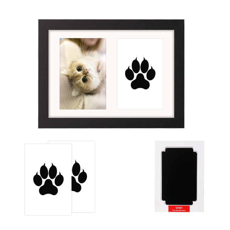 Cross-Border Pet Dog and Cat DIY Paw Print 7inch Double-Hole Ink Print Photo Frame Handmade Creative Gift Factory Wholesale