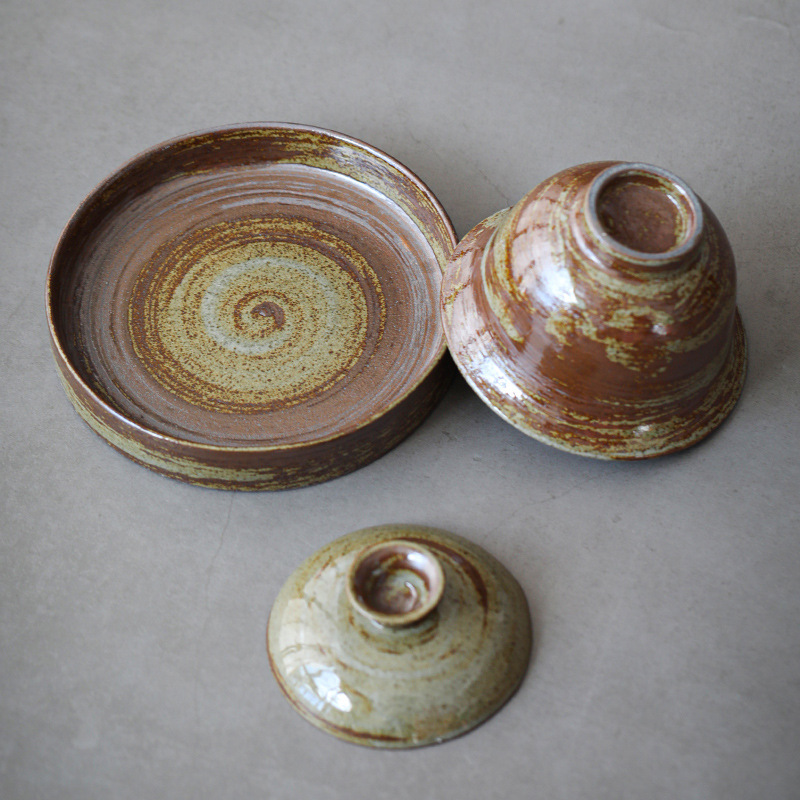 Estilo japonés de gres hecho a mano gaiwan creativo juego de té de Kung Fu juego de té tazón Zen cerámica mano cepillo esmalte taza de té