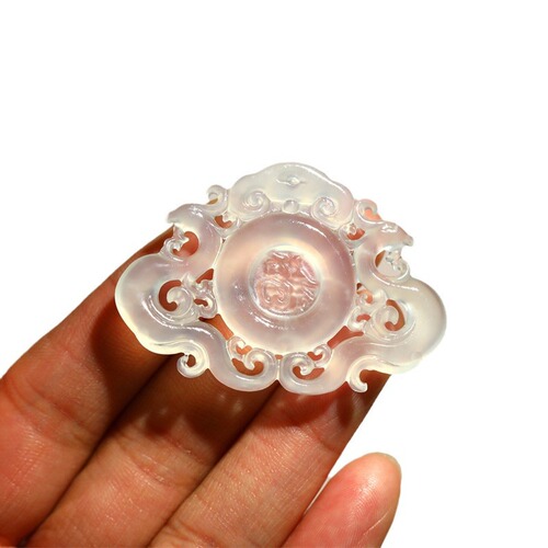 Factory Direct Sale Xiuyan Jade Double Phoenix Offering Blessings DIY Hairpin with Engraved Lock Pendant/Pendant Accessories