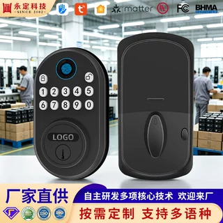 外贸指纹锁 家用木门电子锁按键锁入户门全自动门锁 智能密码门锁