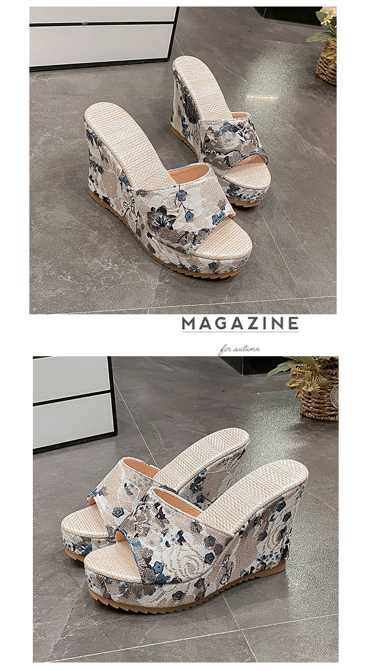 Floral Print Wedge Sandals For Women With Peep Toe Platform_voghion.com