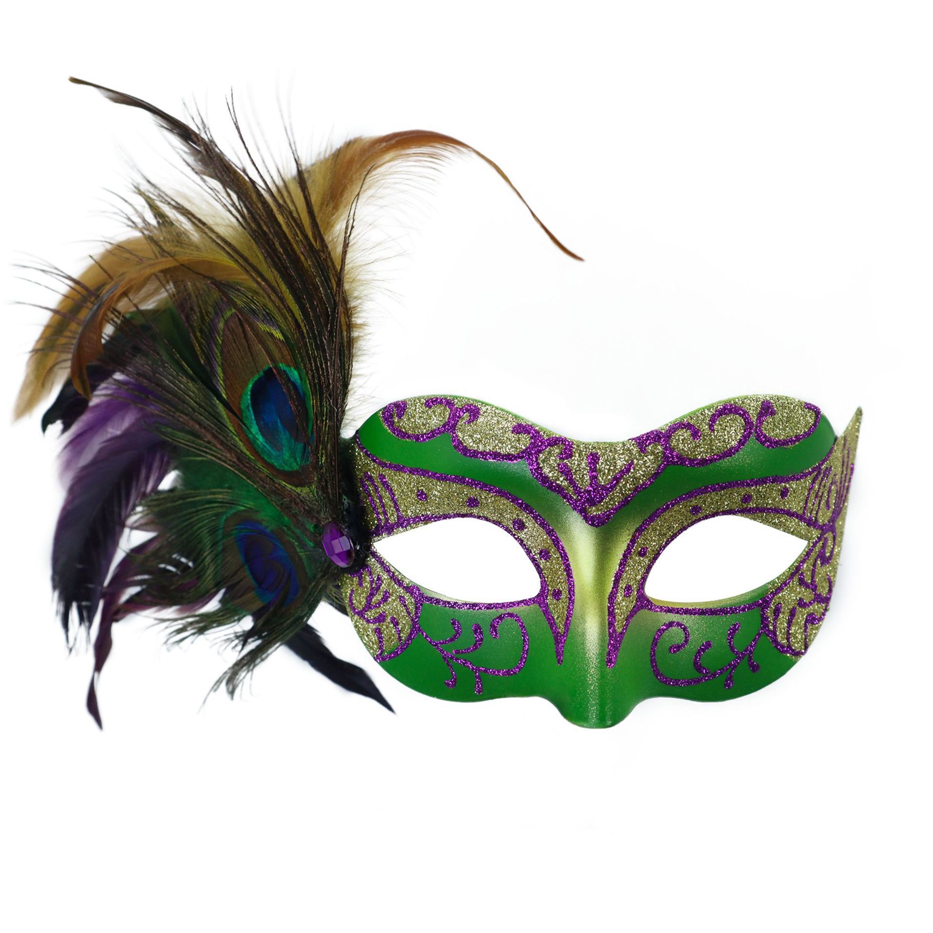 TK Amazonas Carnaval Peacock Feather Half Face Mask Polen Party Decoration High-Sentiment Mask Accessories Maquillaje
